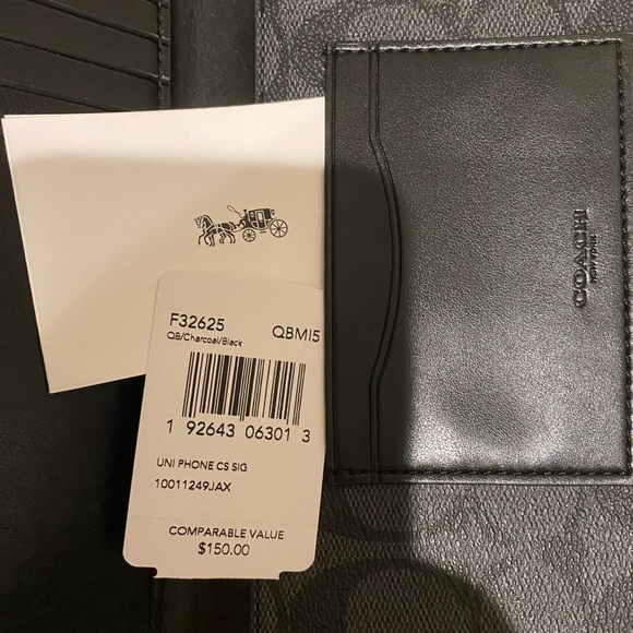 Coach - Uni Wallet Phone Case F32625 Charcoal Black - Picture 4 of 8
